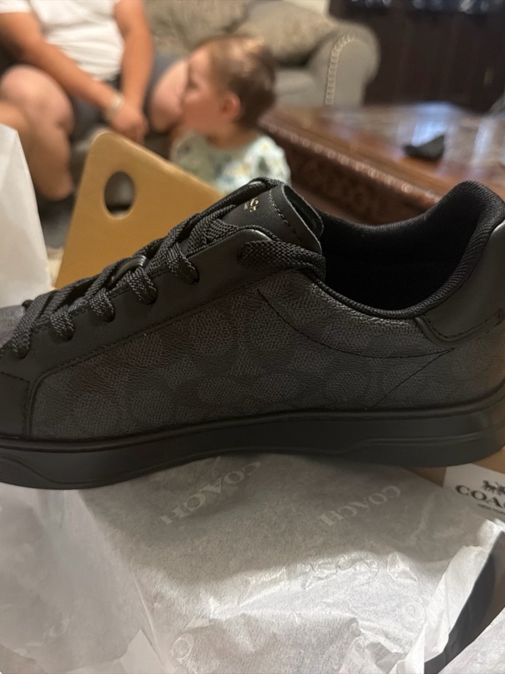 Coach Men's Black Signature-Print Low-Top Sneaker